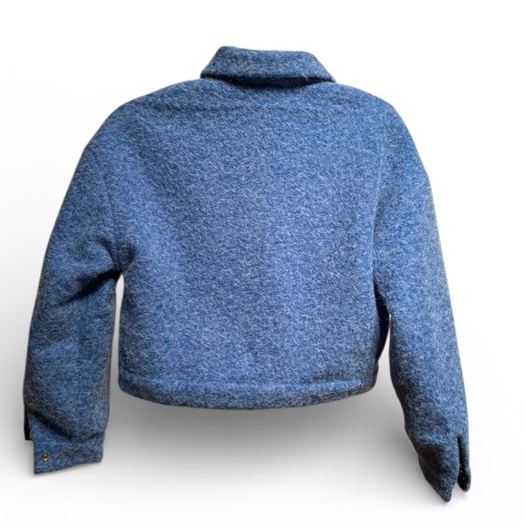 Blue marled snap jacket with breast pockets, fully lined women’s size medium NEW - Picture 3 of 7